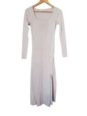 ASTR The Label HiSlit Midi Dress Cream Long Sleeve Scoop Neck Womens Size Large