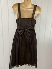 Ruby Rox Sequin Beaded Padded Bust Pullover Tie Back Sheer Lined Dress Size S