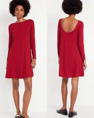 Old Navy Women’s Long-Sleeve Mini Swing Dress Cordovan Size XS S M L XL 2X