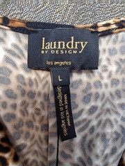 Laundry by Design Leopard Animal Print Sheath Dress L Sleeveless Knit Stretch