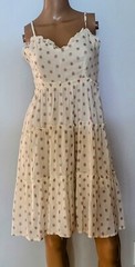 NWT Sim & Sam Dress, ivory & lilac polka-dot, Stretchy Back, adjustable Straps M