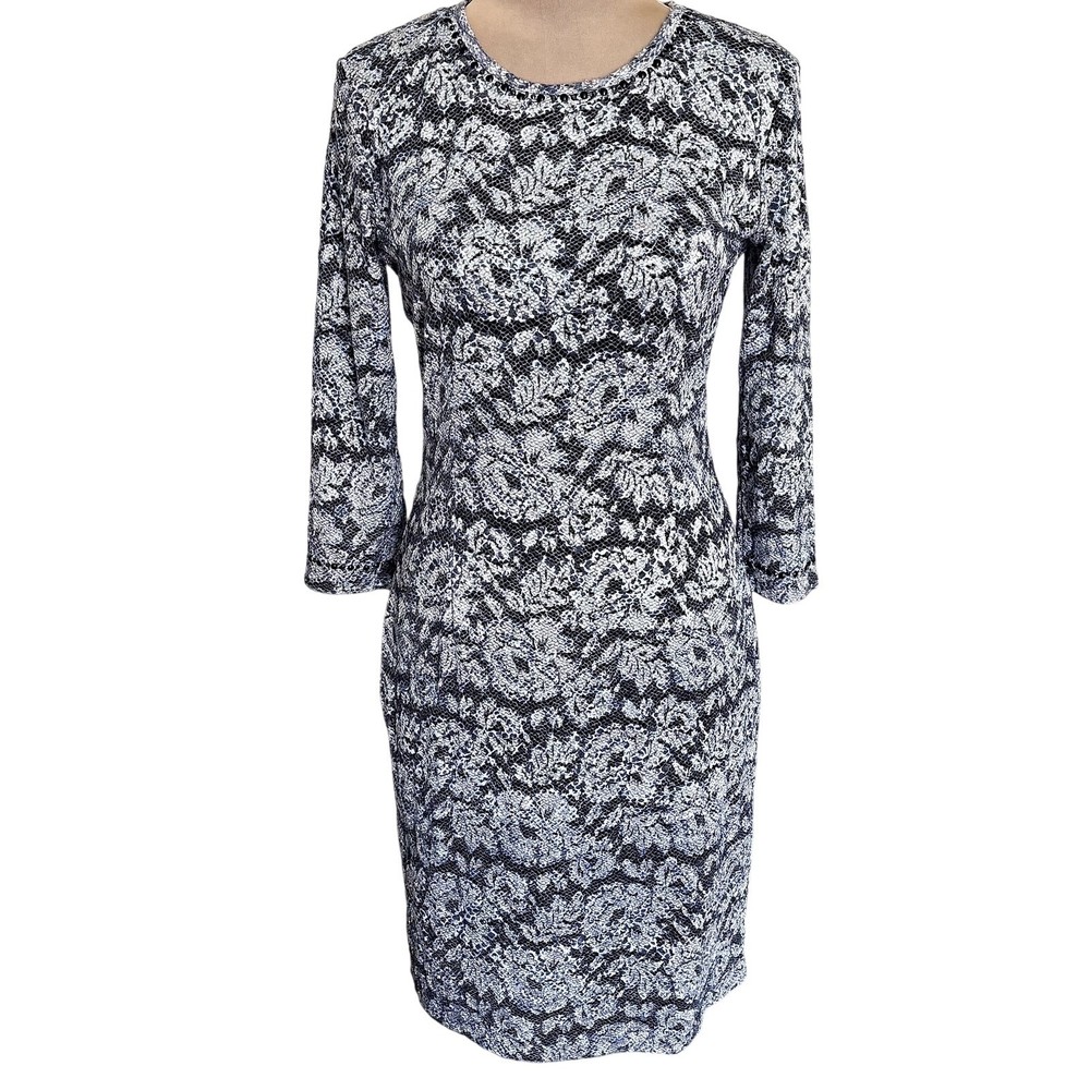 Grayse by Kelly & Marie Gray Beaded Stretch Lace Dress Navy Feminine Coquette