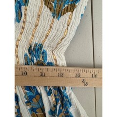 Me 2 Magic bohemian floral paisley ruffle smocked maxi dress blue cream sz M