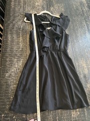 BCBGeneration Black Ruffle V-Neck Sleeveless Dress Elastic Waist Dress Size S