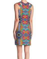 Taylor Sleeveless Double Strap Printed Textured Sheath Dress Size 4 Ginger NEW