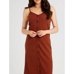 NWT. Altar&rsquo;d State Rust Brown Ribbed Button-Front Midi Dress. Size M. #SW
