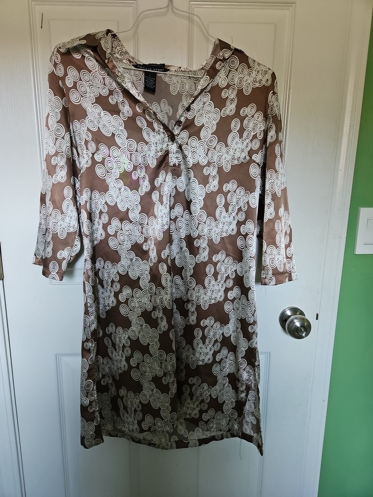 Very Comfortable Size Large Brown And White Casual Dress