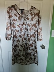 Very Comfortable Size Large Brown And White Casual Dress
