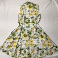 Julian Taylor Dress Womens Medium Yellow Floral Sleeveless Button Front Belt