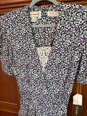 Vintage NWT Karin Stevens Women Rayon Floral Black Short Sleeve Dress Sz 10
