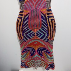 Vintage Fuzzi Dress Medium Mesh Bodycon Abstract Italy Jean Paul Gaultier 90s