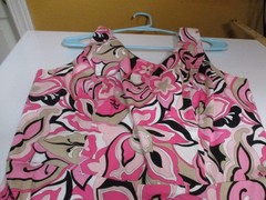 Sheri Martin NY Pink Floral Pin Up Retro 97% Cotton Sleeveless Dress Size 14