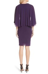 FUZZI Viola Purple Flutter Sleeve Cape Capelet Tulle Mesh Bodycon Dress XS 0/2