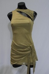 Tiger Mist Women&rsquo;s Metallic Azelma Fitted Micro Mini Dress EJ3 Gold Size XS NWT