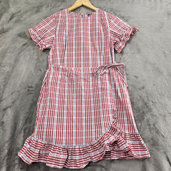 ASOS Dress Sz 10 Gingham Check Apron Sun 100% Cotton Cottage Preppy Boho Ruffle