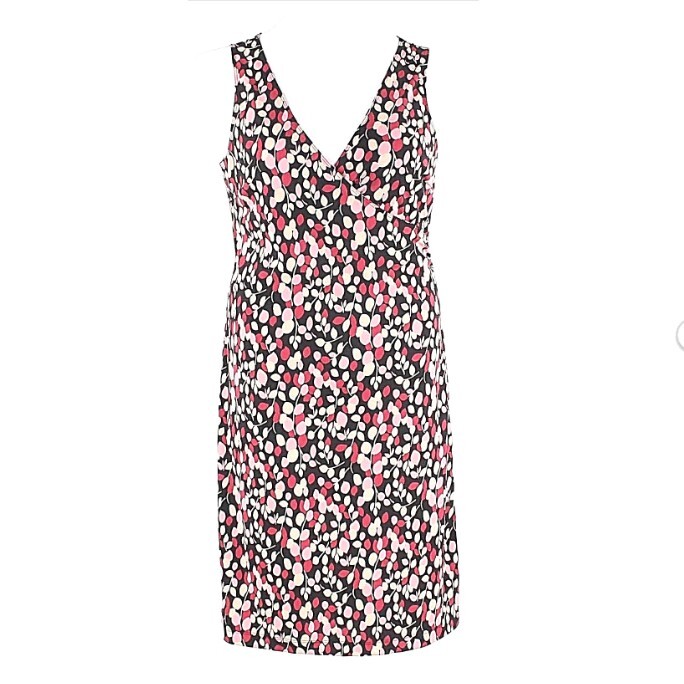 MIX IT Sz M Black Pink Beige Multi Polyester Faux Wrap Dress