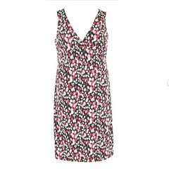 MIX IT Sz M Black Pink Beige Multi Polyester Faux Wrap Dress