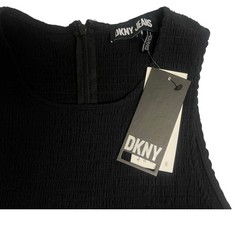 DKNY Gauze Tiered Smocked Maxi Tank Dress | Womens S, Black NEW
