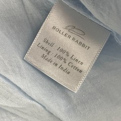 Roller Rabbit womens Dress M baby Blue Linen Embroidered Lined 3/4 Sleeve