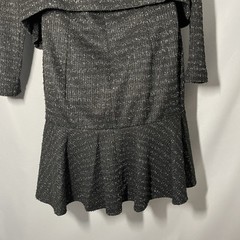 Taylor 2Pc Jacket/Shift Dress Set Size 6 Black Metallic Tweed Flounce Hem Money