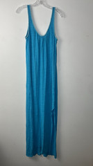 Calypso 100% Linen Maxi Dress Cover Up Knit Size Small Turquoise Scoop Neck Tank