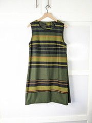 Rachel Roy Green Striped Dress Size 8 Sleeveless Lined Career Workwear Business