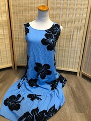 Favant Sleeveless Luau Dress Black and Blue Medium M 100% Rayon (H95)