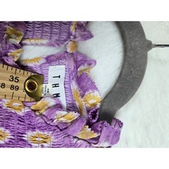 THML Purple Daisy Floral Smocked Tiered Cotton Maxi Dress XS Cottagecore Summer