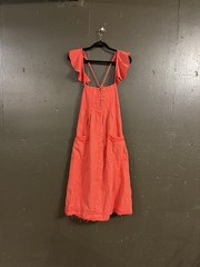 NWT Anthropologie Pilcro Flutter Sleeve Dress Cotton Linen Coral Red Raw Hem Sm