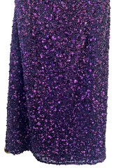 Scala Dress Sz 2 Vtg Silk Beaded Purple Formal Holiday Sequins Y2K Cocktail