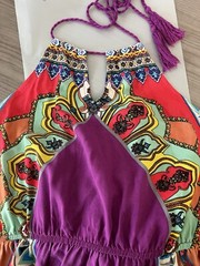 Flying Tomato Maxi Dress Size M Colorful Halter Neck Lightweight Open Back Long