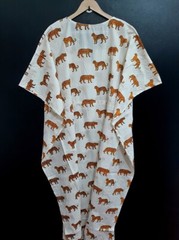 Tiger Print Cotton Caftan Indian Handmade Printed Kaftan Beach Night Maxi Dress
