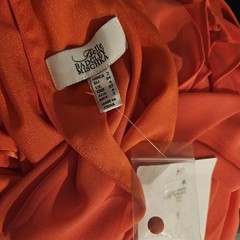 Belle Badgley Mischka Coral Mock Neck Trapeze Dress Flounce Sz 2 NWT