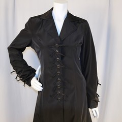BETSEY JOHNSON Black Solid Polyester Women Lace Up Dress Jacket Size S