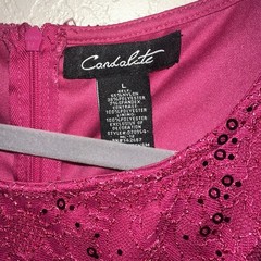 Candalite Large Hot Pink Lace & Sequin Chiffon Tulle Ruffle Maxi Formal Dress