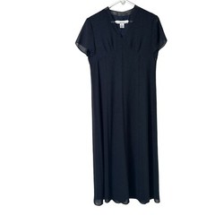 David Warren New York Dress Size Petite 12 12P Navy Polka Dot Lined Sheer Maxi