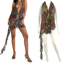 Jaded London Mini Dress Asymmetric Cindy Plunge Mesh Backless Sexy BNWT size 8