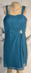 LIGHT IN THE BOX Peacock Blue Sleeveless Dress 14 Sequined Accent at Waist Lined