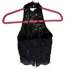 B. Darlin 2 Piece Set Black Lace Cropped Top Size 1/2 Skirt Size 3/4 Semi Formal