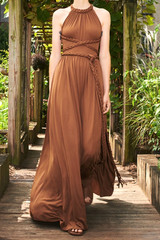 Michael Kors Collection 2021 Runway Braided Tie Long Halter Maxi Gown Dress 12