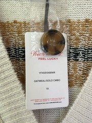 Lucky Brand 1X Longline Cardigan Sweater Southwestern Fair Isle Button Aztec