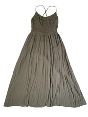 Bohme Spaghetti Straps Crisscross elastic Waist Dress Sz S Grey cottagecore