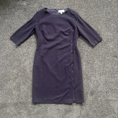 BOSS Hugo Boss Womens Purple Sheath Dress 3/4 Sleeve Button Detail Career Midi