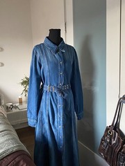 GANNI summer &rsquo;25 blue denim corseted maxi flare dress size 36 perfect condition