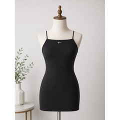 Nike Sportswear Essential Ribbed Cami Mini Dress Black XL NEW