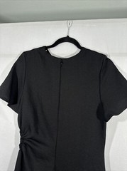 NEW $340 SANDRO [ 40 FR ] Gathered Cutout Grain De Poudre Mini Dress Black T1941
