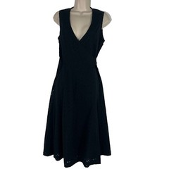 Evan-Picone Dress Women&rsquo;s Size 10 Sleeveless A-Line Faux Wrap V Neck Black Lace