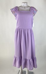 Blueberi Boulevard size Large Purple Midi Dress Embroidered Cottagecore