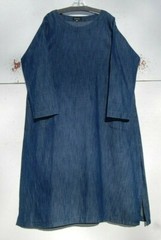 Eskandar Size (1) DENIM Medium Weight Scoop Neck 50&Prime; Long Dress w/Side Pockets