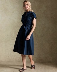 Paul Costelloe Navy 97% Cotton Shirt Dress Midi UK 14
